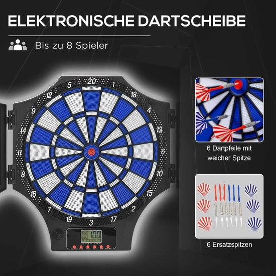 Benelux Select Elektronisch Dartbord - Dartsbord - Electronisch Dartbord - Tot 8 Spelers - Soft Tip - 31 Spellen - 83 x 45 x 4 cm van benelux-select — afbeelding 5