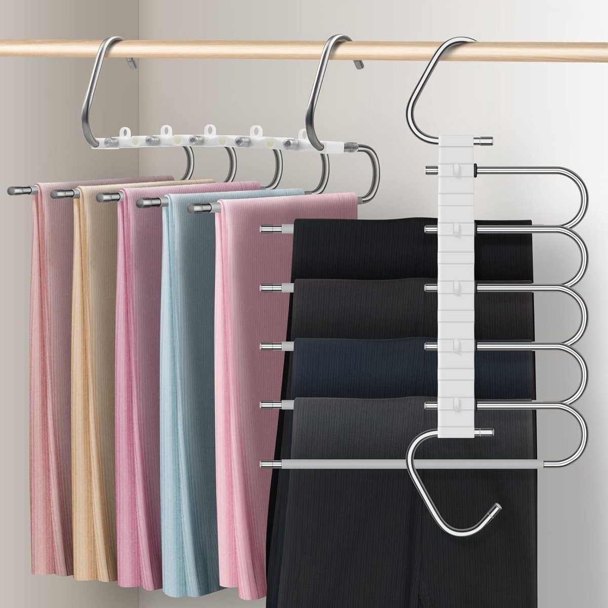 Ruimtebesparende Broekhangers met 10 Clips, Antislip & Multifunctioneel
