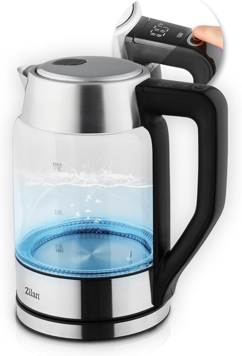 Glazen Waterkoker Digitaal met Temperatuurregeling - 1.7L - 2200W - Warmhoudfunctie
