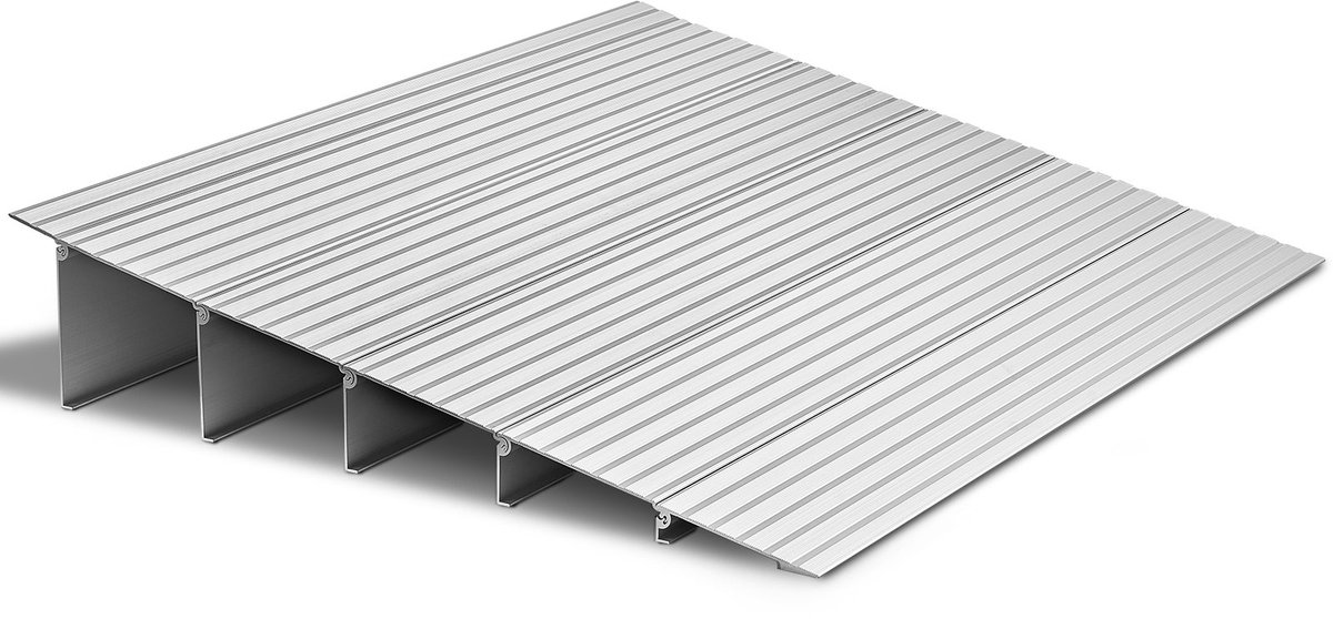 Drempelhulp Oprijplaat - Rolstoelhelling - Aluminiumlegering - Draagvermogen 360 kg - Afmetingen 67,7 x 86,5 x 13,8 cm - Voor Stoepranden en Scooters