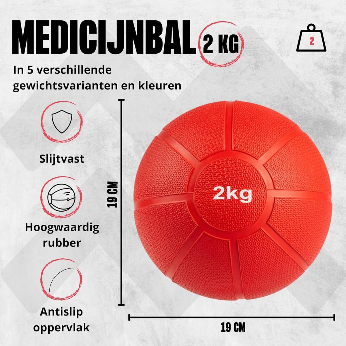 Medicijnbal voor Krachttraining en Revalidatie - Beschikbaar in 1KG tot 5KG