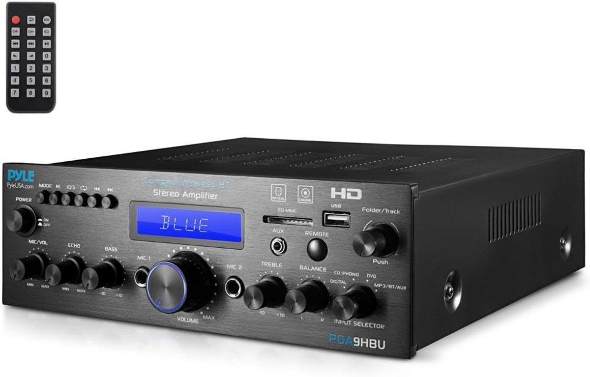 Bluetooth Stereo Versterker voor Thuis - 200W - Met HDMI, FM Radio, USB/SD & Microfoon Ingang