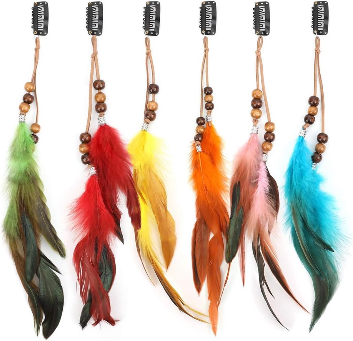 Set van 6 Droomvanger Haarclips met Veren - Boho Haaraccessoires voor Dames en Meisjes