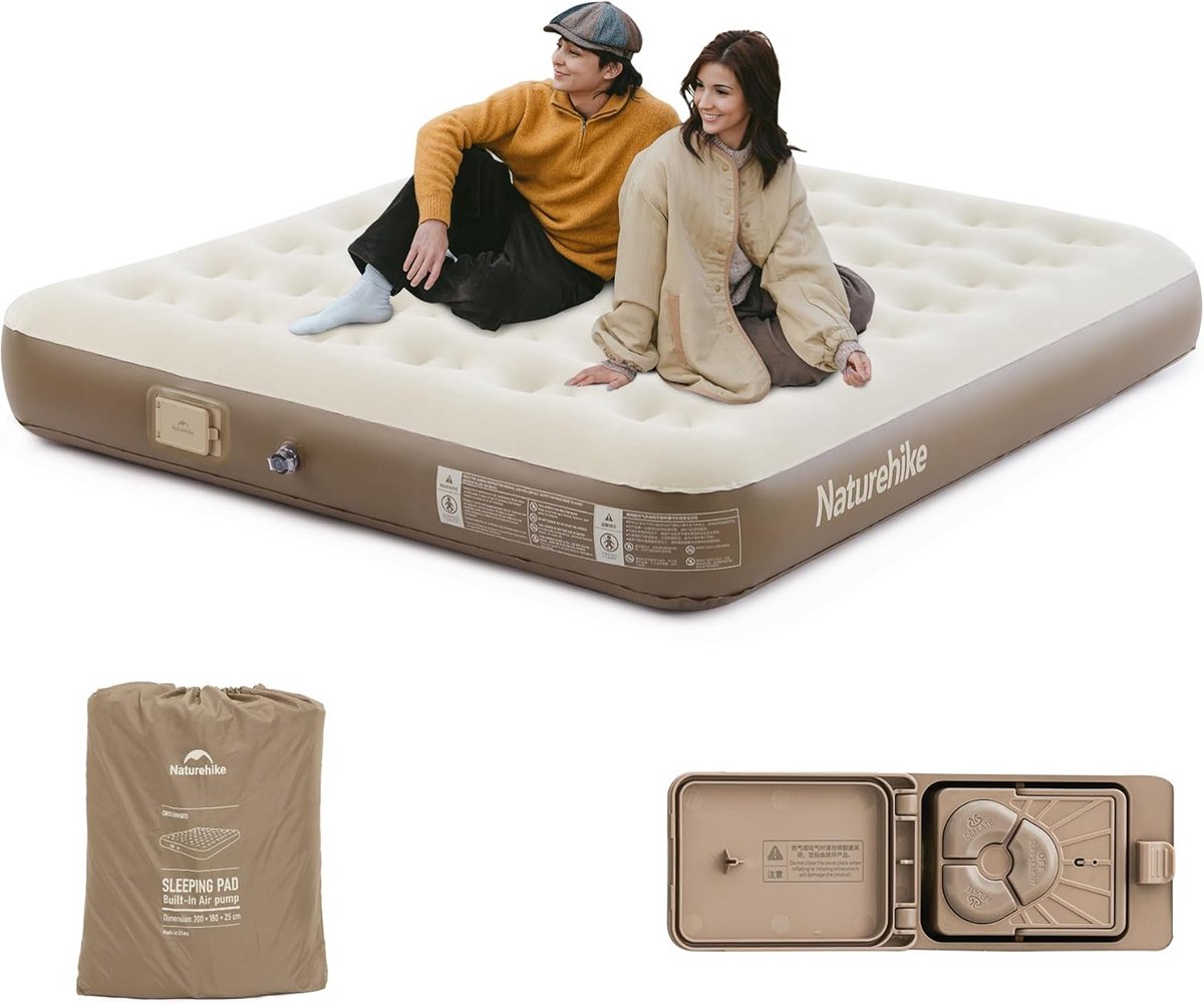 Luchtbed met pomp - Opblaasbaar matras - Kamperen en logeren - Honingraat structuur - 200 x 150 x 25 cm