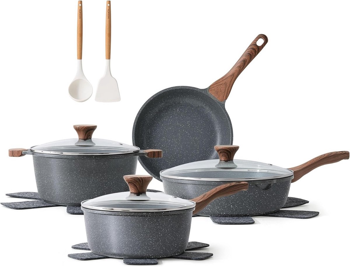 Granite Antiaanbakpan Set 13-Delig Inclusief Accessoires