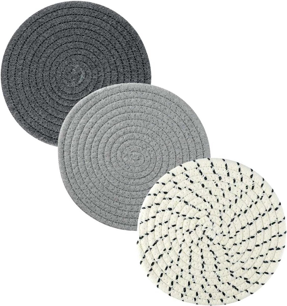 Set van 3 Onderzetters voor Hete Pannen en Borden - 100% Katoen Geweven Placemats