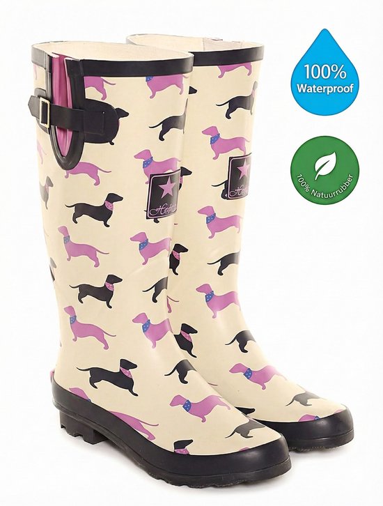 Solemates Bottes de pluie pour femmes - Femme - Caoutchouc Naturel - Tige Réglable - Semelle Amovible - Taille 40