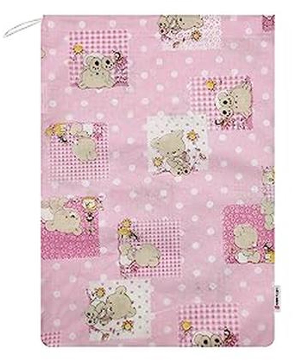 Luiertas voor kleuterschool - 100% Katoen, 34 x 44 cm, Verwisselbare Zak, Roze Beertjes & Bijen