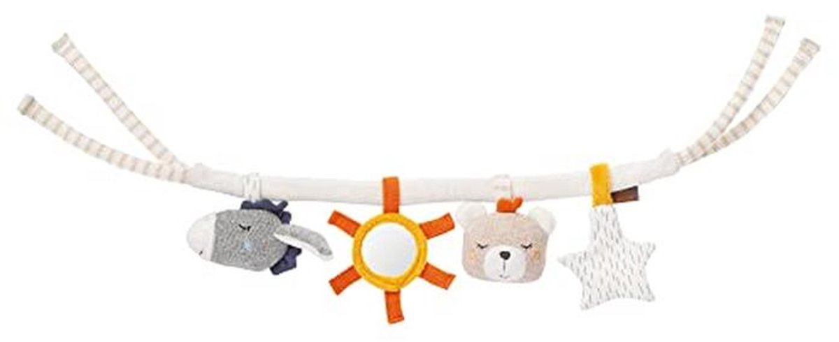 Kinderwagenkette voor Baby's - Mobile Kette met Rammelaar en Spiegel - Biologisch Katoen - Geschikt voor Baby's en Peuters