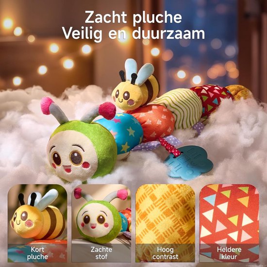 Sander Shop Baby Speelgoed 0 3 6 Maanden Rups Montessori Zintuiglijk Baby Pluche Speelgoed met Rammelaar, Bijtring, Knisperpapier van Sander Shop — afbeelding 5