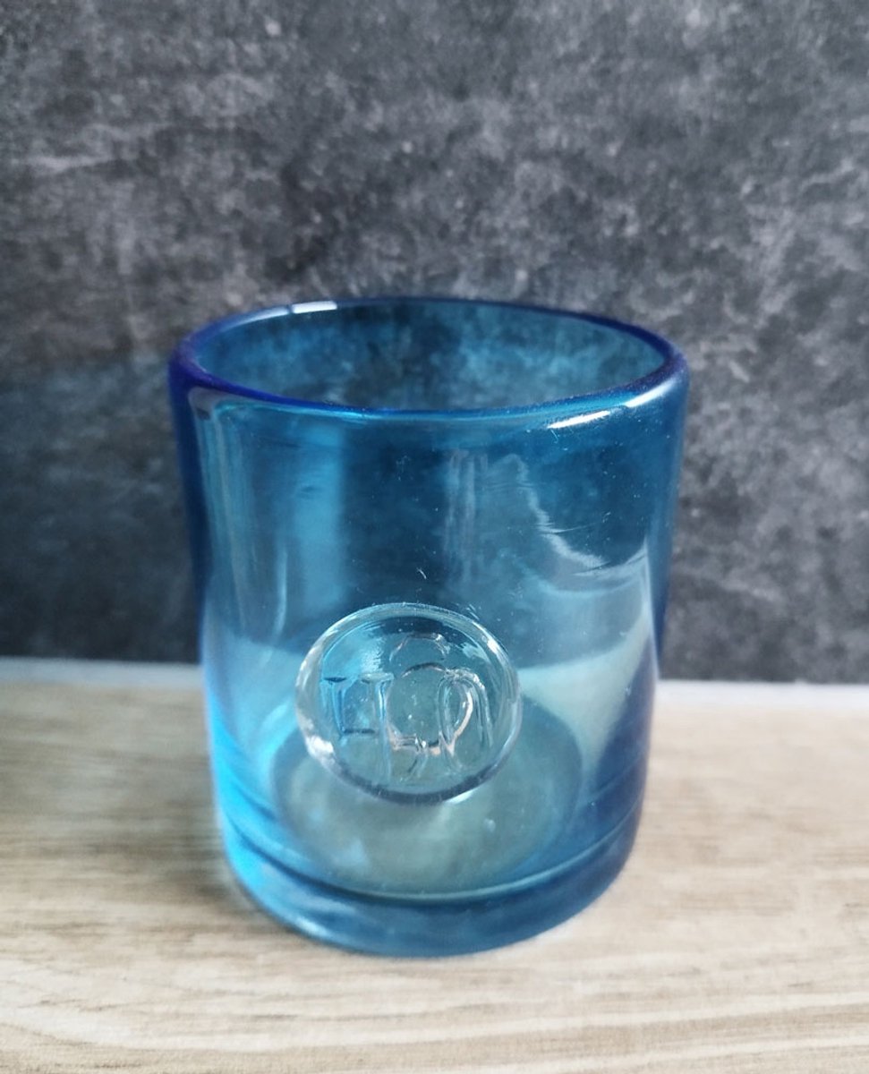 H2O laag drinkglas blauw