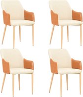 Eetkamerstoelen Creme Bruin set van 4 STUKS Stof en Kunstleer / Eetkamer stoelen / Extra stoelen voor huiskamer / Dineerstoelen / Tafelstoelen / Barstoelen / Huiskamer stoelen