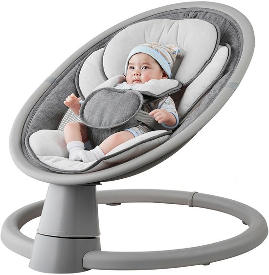 Draagbare babyschommel met 5 instelbare snelheden, afstandsbediening, touchscreen, Bluetooth-muziek, 10 slaapliedjes en 5-punts veiligheidsharnas voor baby's van 0-9 maanden tot 9 kg — afbeelding 4