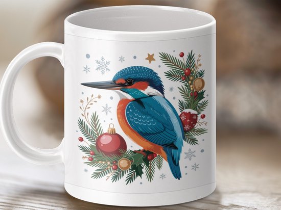 Mok Kerst IJsvogel, Vogel Kerst Mok, Feestelijke Mok, Winter Vogelmok, Vakantie Mok, Vogel liefhebber Mok, Cadeau Idee, Kerstcadeau Mok