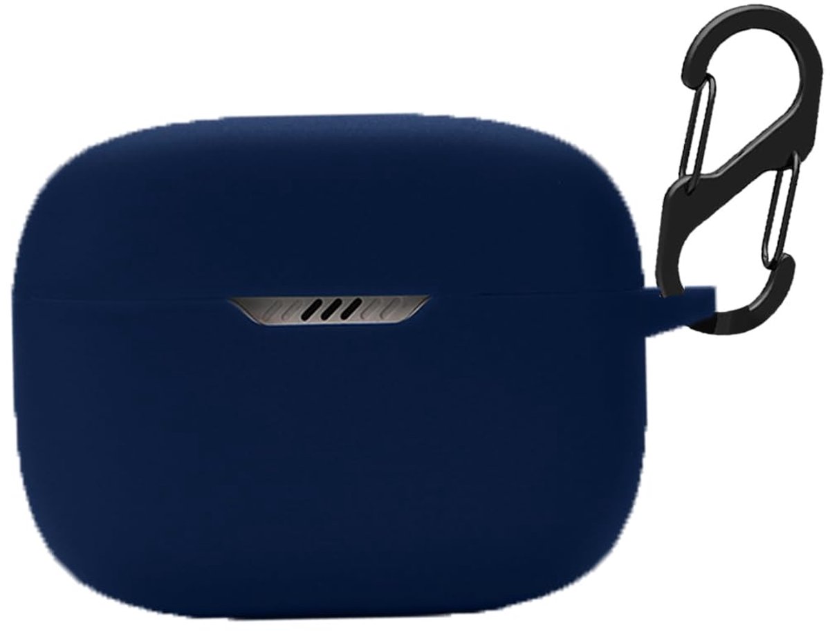 Siliconen hoesje geschikt voor JBL Tune 230 NC TWS, schokbestendig beschermhoesje en skin, beschermhoes voor JBL Tune 230NC TWS met sleutelhangertje (donkerblauw)