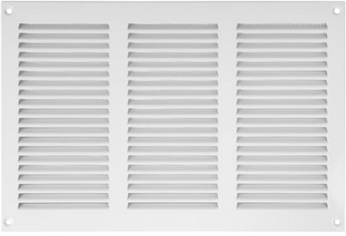 Ventilatiesleuf-afdekkingen 30 x 20 cm - Metalen luchtterugloopgrill met ongediertebescherming - Wit