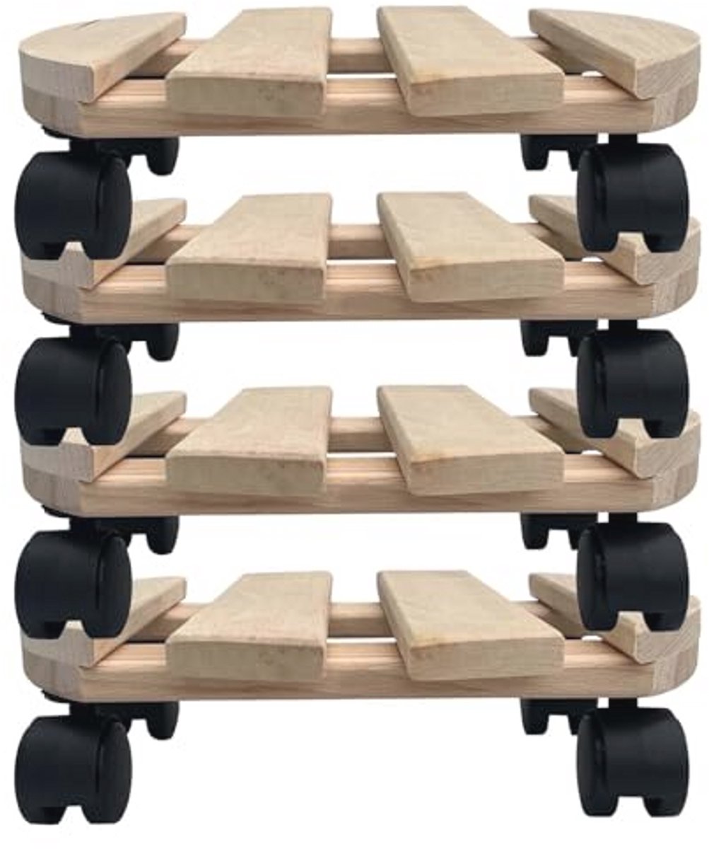 Plantenroller rond 30 x 30 cm - Draagkracht tot 120 kg - Stabiele rolonderzetter voor bloempotten en meubels