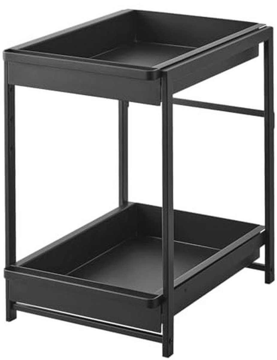 Minimalistisch 2-laags spoelkastrek met uittrekbare planken - Zwart
