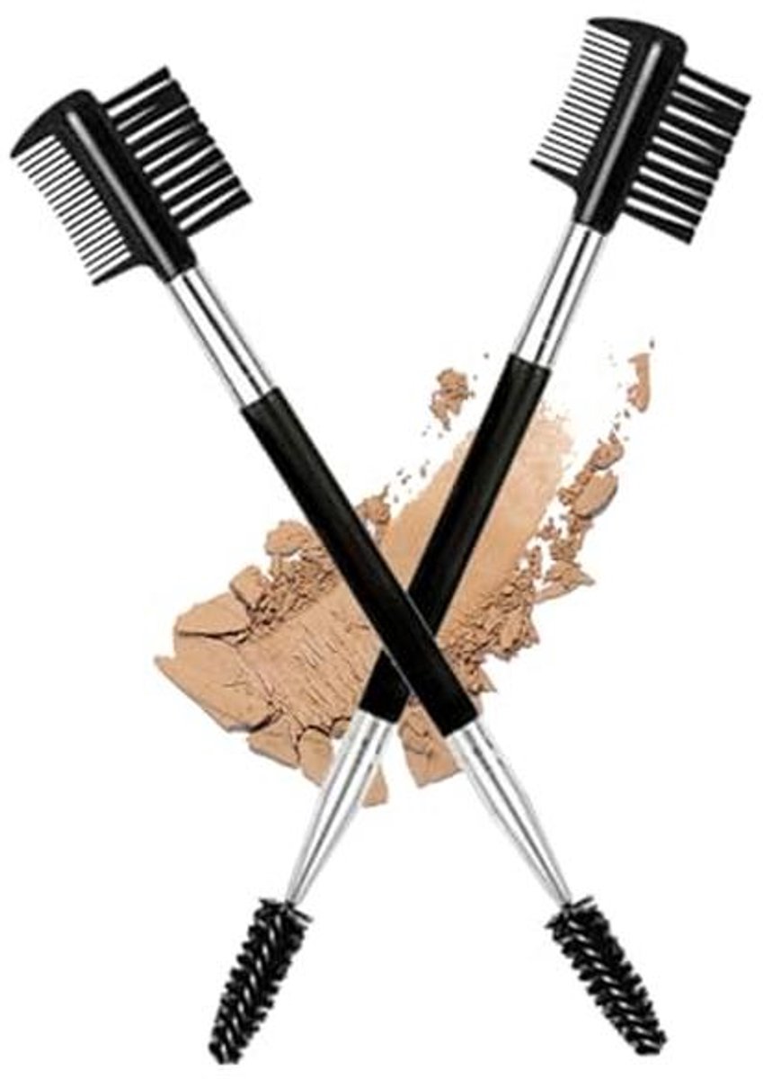 2 Stuks 3-in-1 Wenkbrauw en Wimper Borstel set voor Make-up