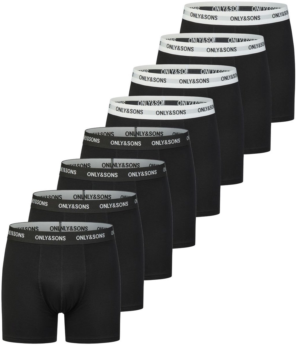 Only & Sons Heren Boxershorts ONSSCOTT 8 PACK Zwart L Ondergoed met Elastische Softband