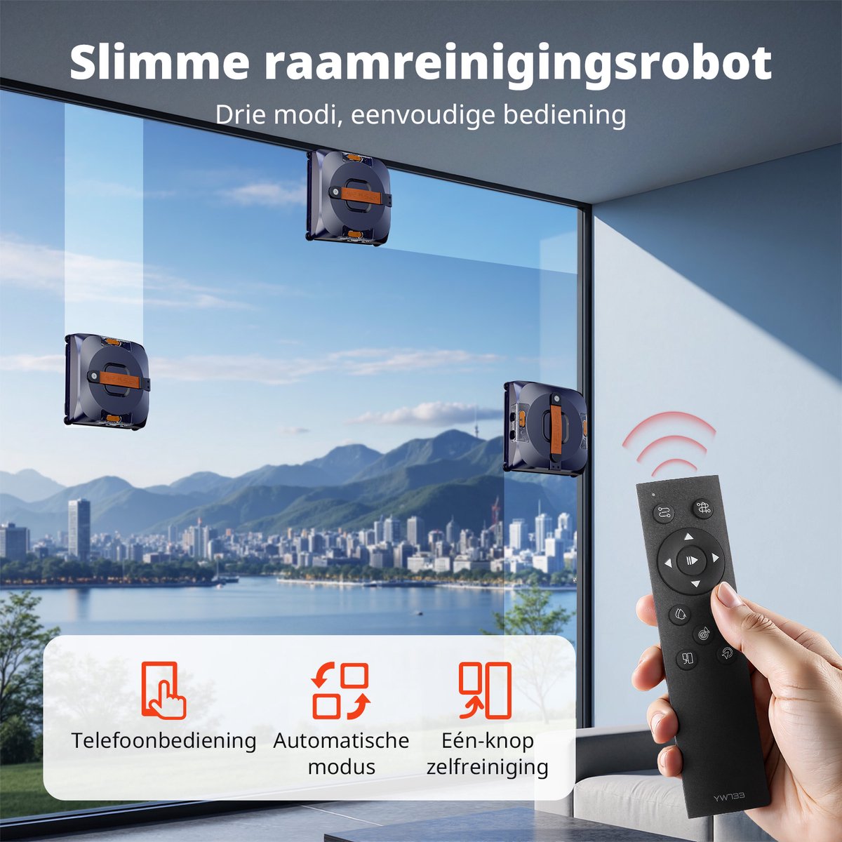 AIRMSEN Robot Ramenwasser - 6000Pa - 4 spuitmonden – 4 reinigingsmodi - 110ml - Donkerblauw thumbnail 4