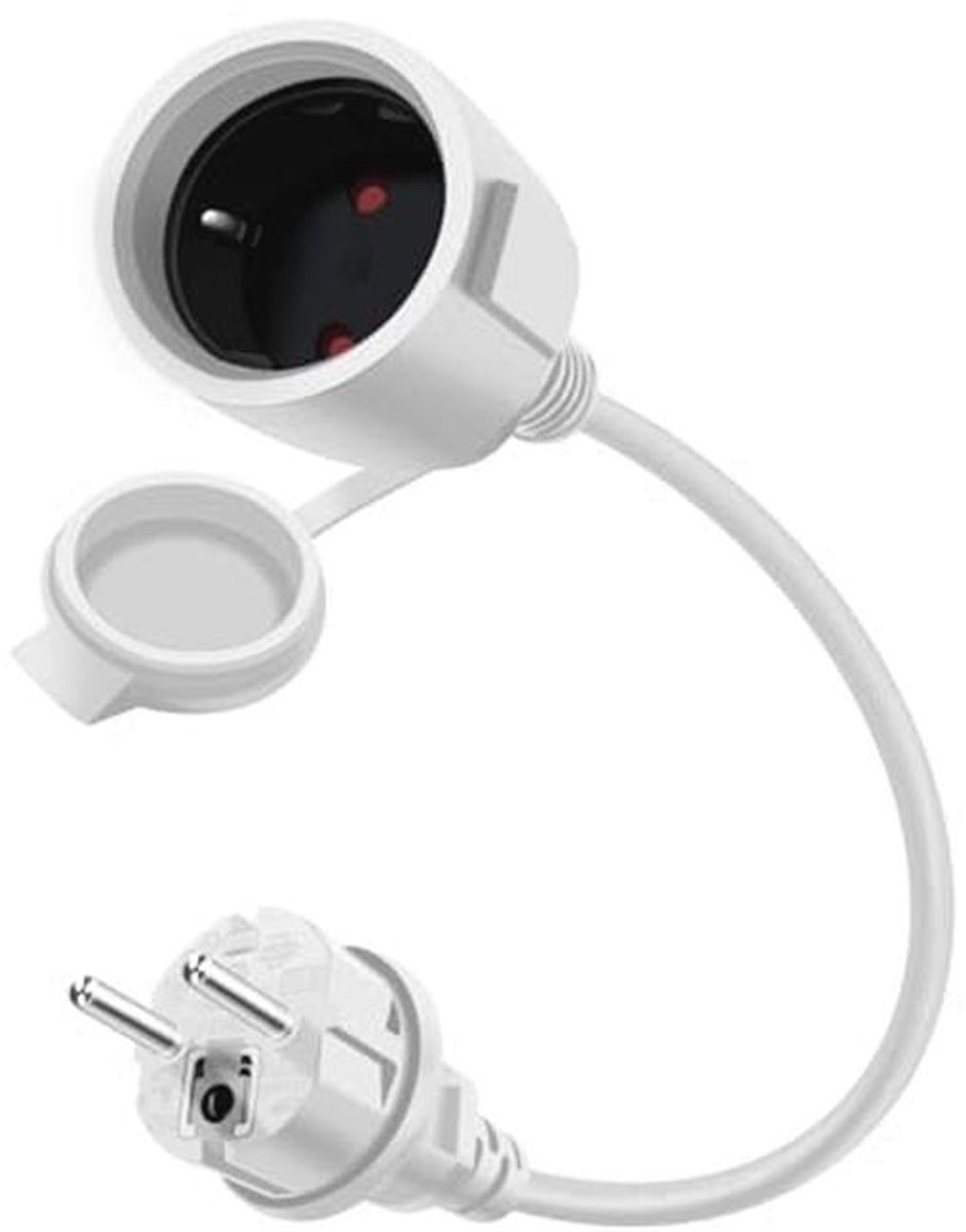 Korte Witte Schuko Uitbreidingskabel 16A/250V - IP44 Voor Binnen en Buiten