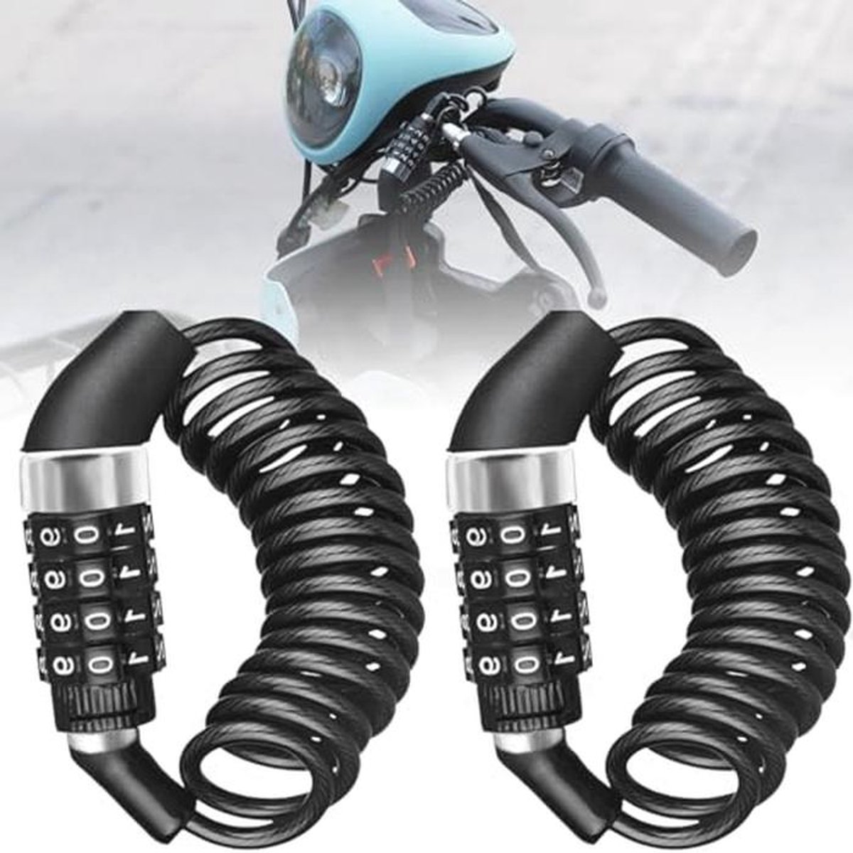 2 stuks combinatie fietsslot - multifunctioneel zwaar slot met 4-cijferige codes voor scooter en motor