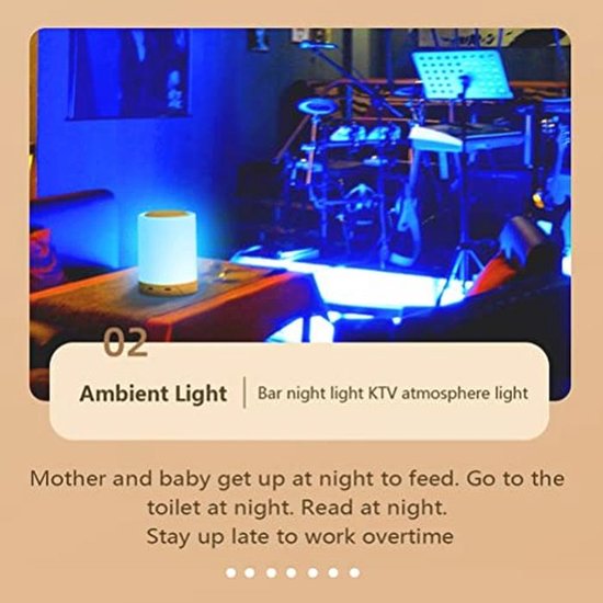Dimmbare LED Nachtlampje voor Slaapkamer en Woonkamer - Oplaadbare Touch Light met RGB en Warm Wit van Merkloos — afbeelding 3