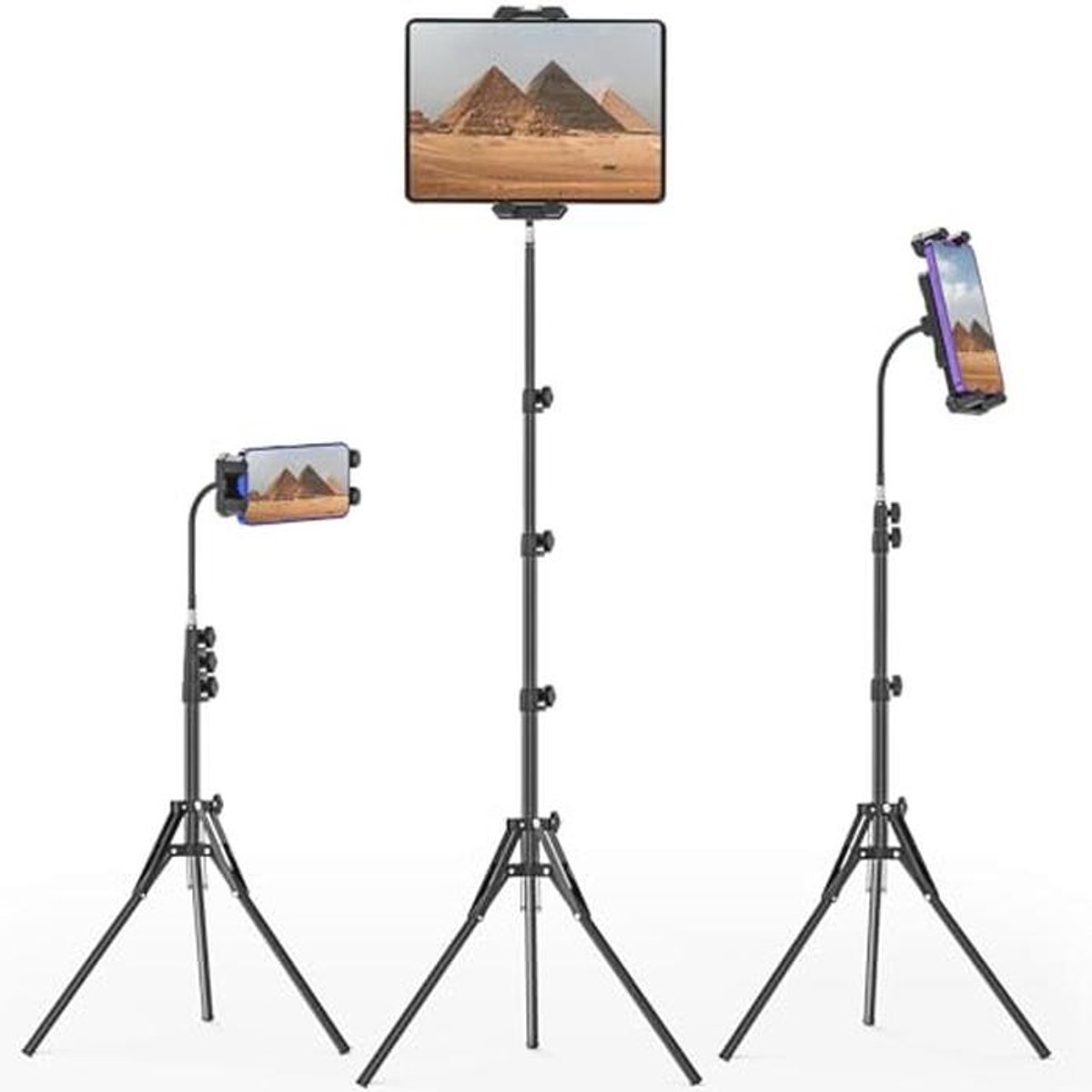 Verstelbaar iPad Statief met 360° Rotatie en Zwanenhals, Ideaal voor Tablets van 4,7 tot 13,5 inch