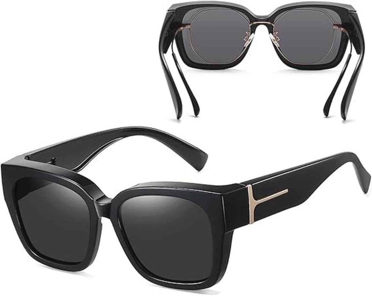 Gepolariseerde Unisex Zonnebril voor Brildragers - Grote Zonnebril met UV400 Bescherming voor Golf, Vissen, Boottochten, Wandelen en Rijden