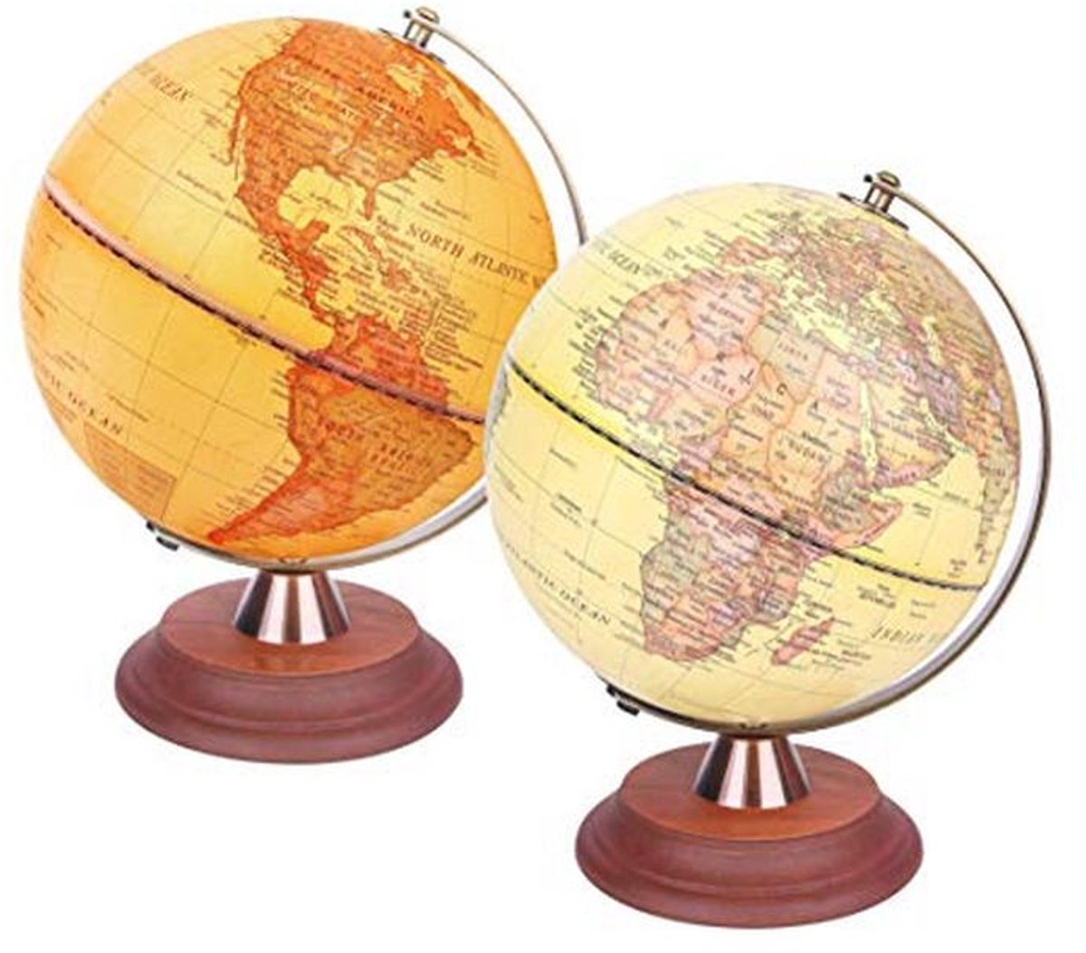 Antieke Globe met LED Verlichting - 20 cm Houten Stand - Educatieve Decoratie voor Thuis en Kantoor