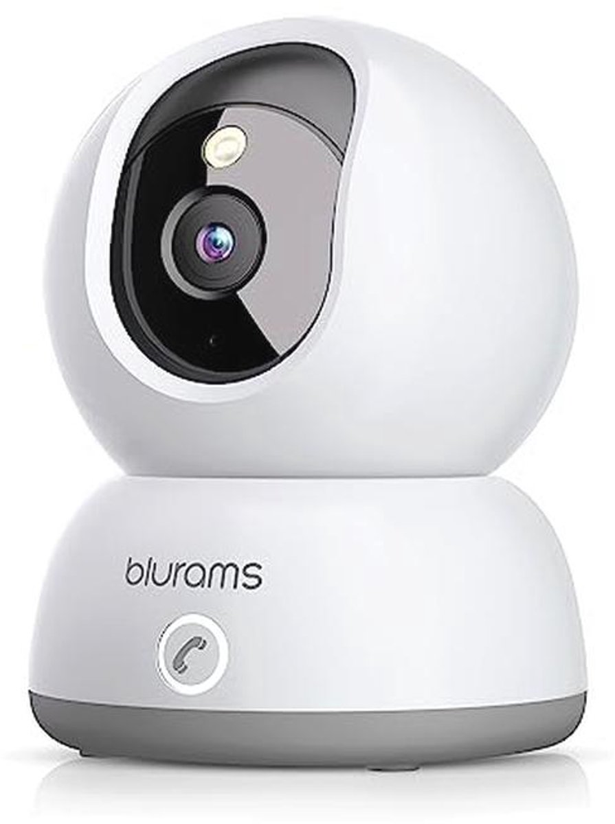 blurams Bewakingscamera, wifi, binnen, 2 K, babycamera, 360 graden, binnencamera voor baby/dieren, nachtzicht, oproep met één knop, bidirectionele audio, compatibel met Alexa en Google Assistant