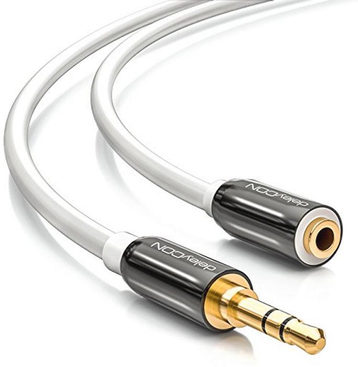 3,0m Stereo Audio Jack Verlengkabel - 3,5mm Jack-Aansluiting - AUX-Kabel Metalen Stekker - Wit