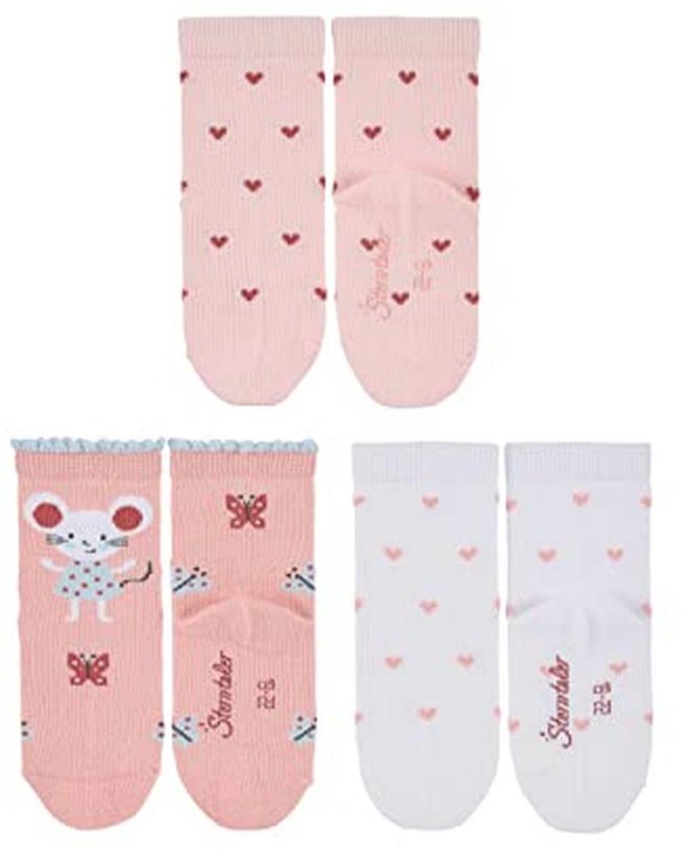 Sokken voor Baby-meisjes - 3-pack met Harten en Muis Motief