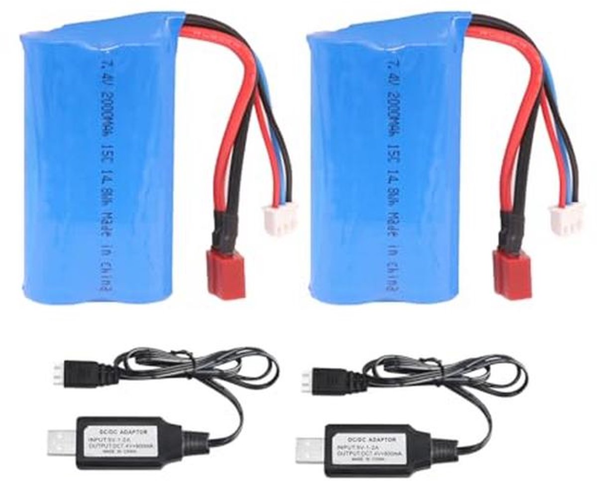 Pinsinholy 7,4 V 2000 mAh 15 C 2S Li-ion batterij met Deans T-stekker, oplaadbare batterij met grote capaciteit, geschikt voor radiografisch bestuurbare auto's, boten, RC vrachtwagens