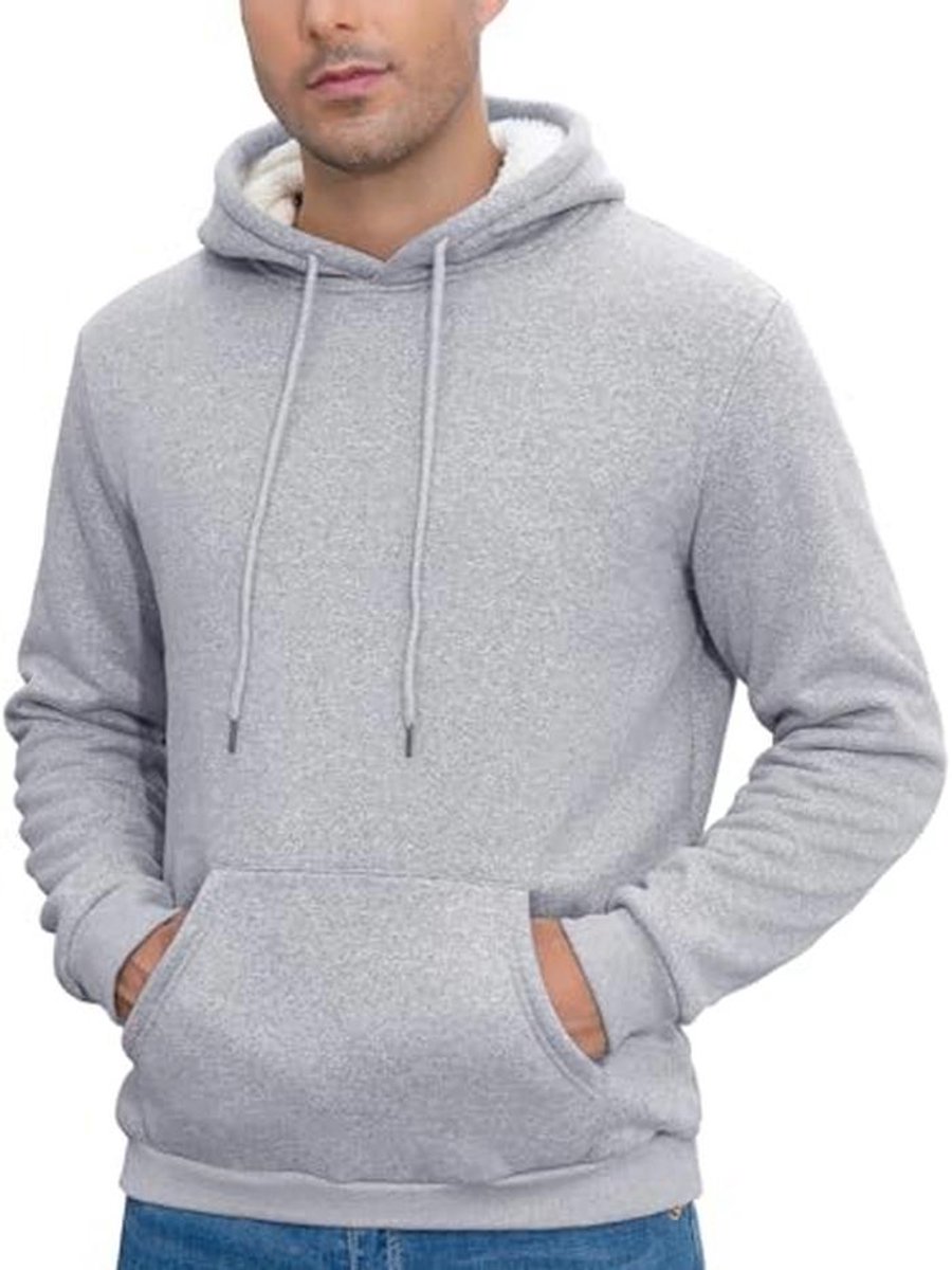 Comfortabele Hoodie voor Heren - Warme Fleecetrui met Verstelbaar Trekkoord en Kangoeroezakken voor Koud Weer