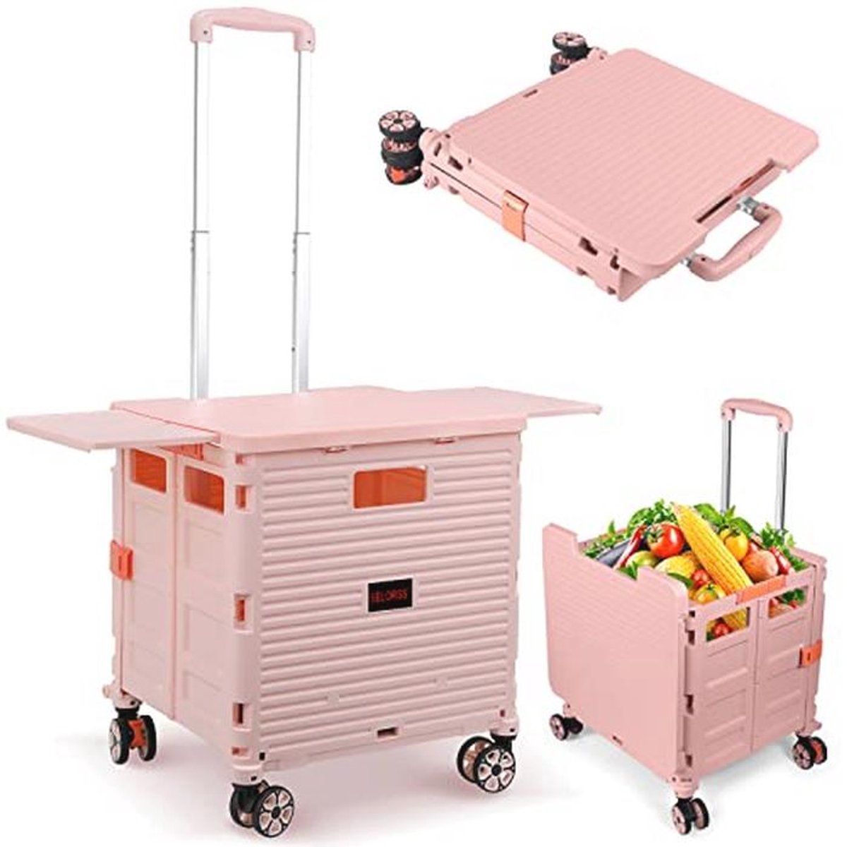 Opvouwbare Utility Cart met Wielen - Draagbare Krat voor Winkelen en Opslag
