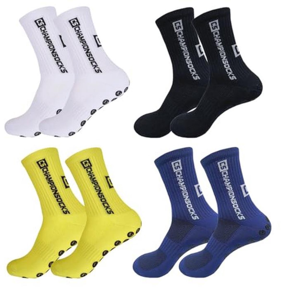 Voetbalsokken voor mannen en vrouwen - 4 paar sport sokken met anti-slip grip voor voetbal, basketbal en hardlopen (multicolour)