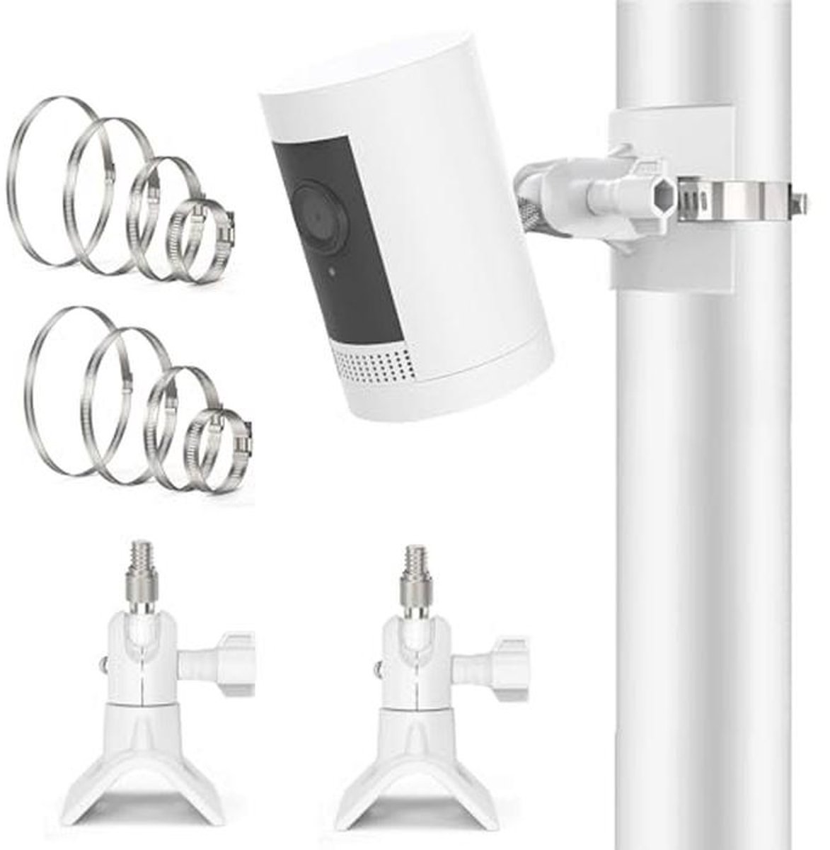 Camerahouder en montagebeugels voor buitencamera's - 2 stuks - wit