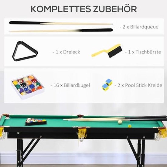 Inklapbare Biljarttafel 4,6 ft - Ruimtebesparende Tafel met Accessoires voor Jong en Oud — afbeelding 2