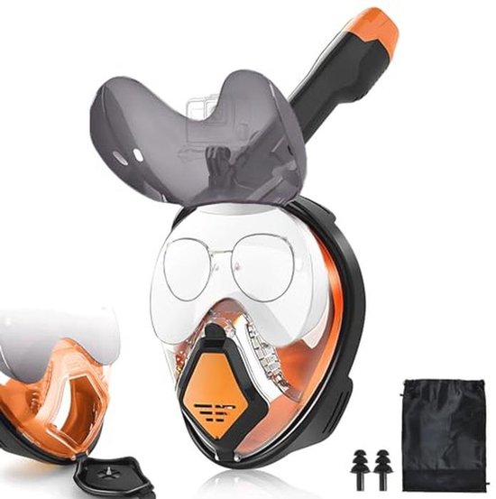 Masque facial intégral avec lunettes de soleil pliables pour le snorkeling et la plongée