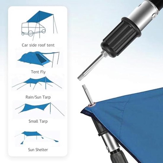 Aluminium telescopische campingtent stokken, verstelbare heavy duty tentstokken van 91 cm tot 229 cm, tarp stangen voor zonnezeil en luifel, set van 2 van Merkloos	 — afbeelding 4