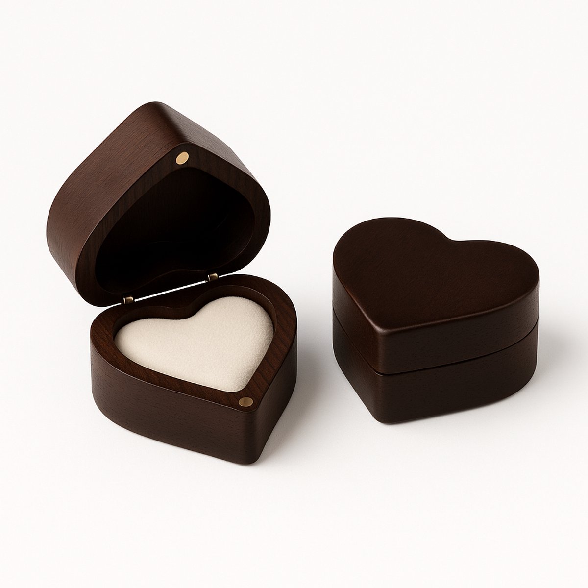 AliRose Hartvormige Houten Ringdoos – Luxe Donker Hout met Magnetische Sluiting & Velvet Interieur | Perfect voor Verloving, Bruiloft, Cadeau & Bewaring van Sieraden