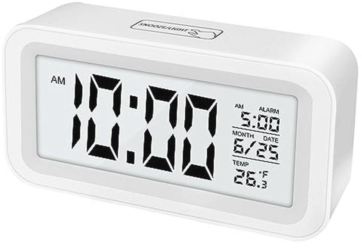 Digitale wekker met temperatuurweergave en instelbare wekvolume voor slaapkamer