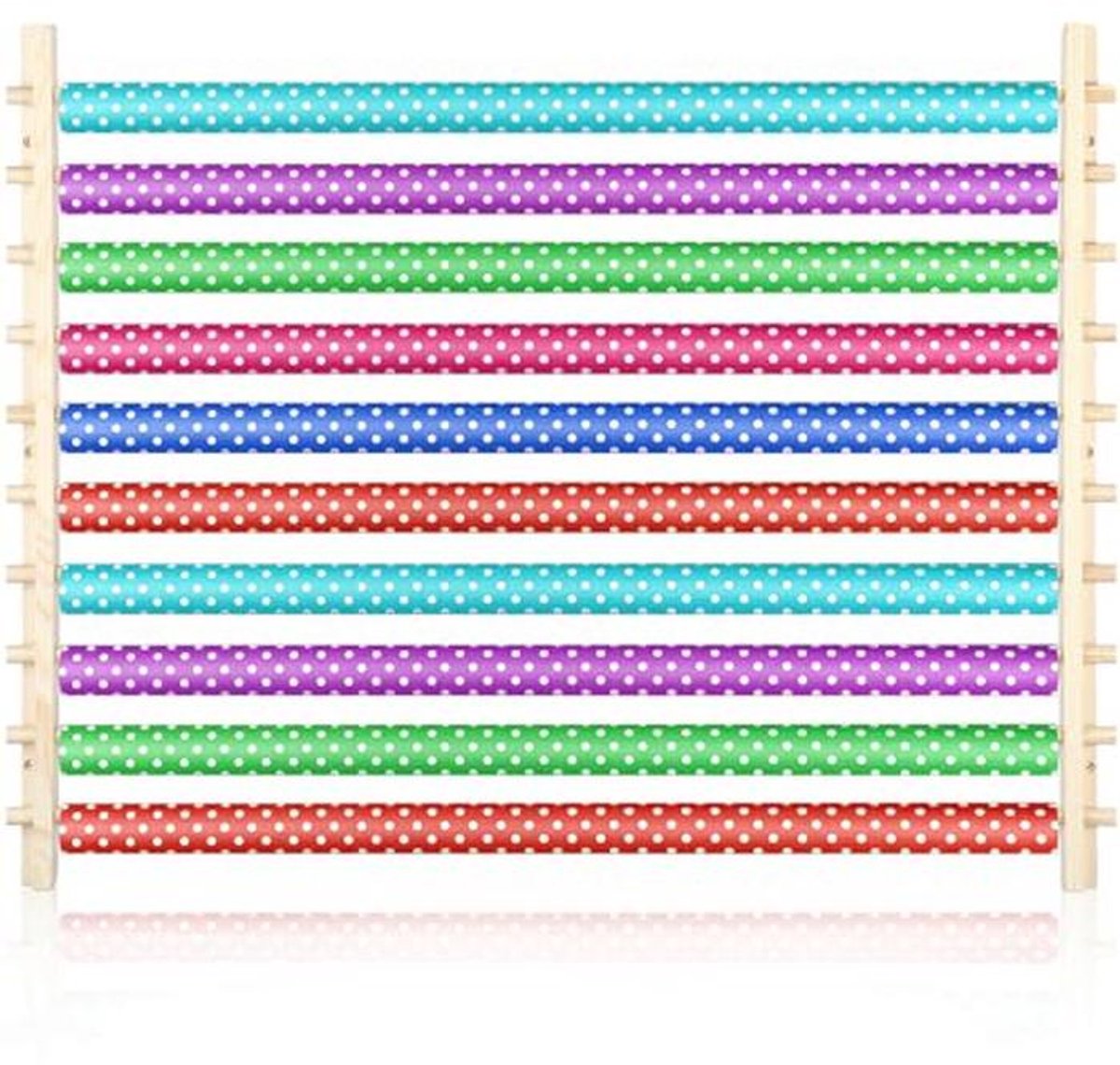 10-Tier Lint Organizer Rack voor Cadeauverpakking - Houten Opslag en Muurbevestiging