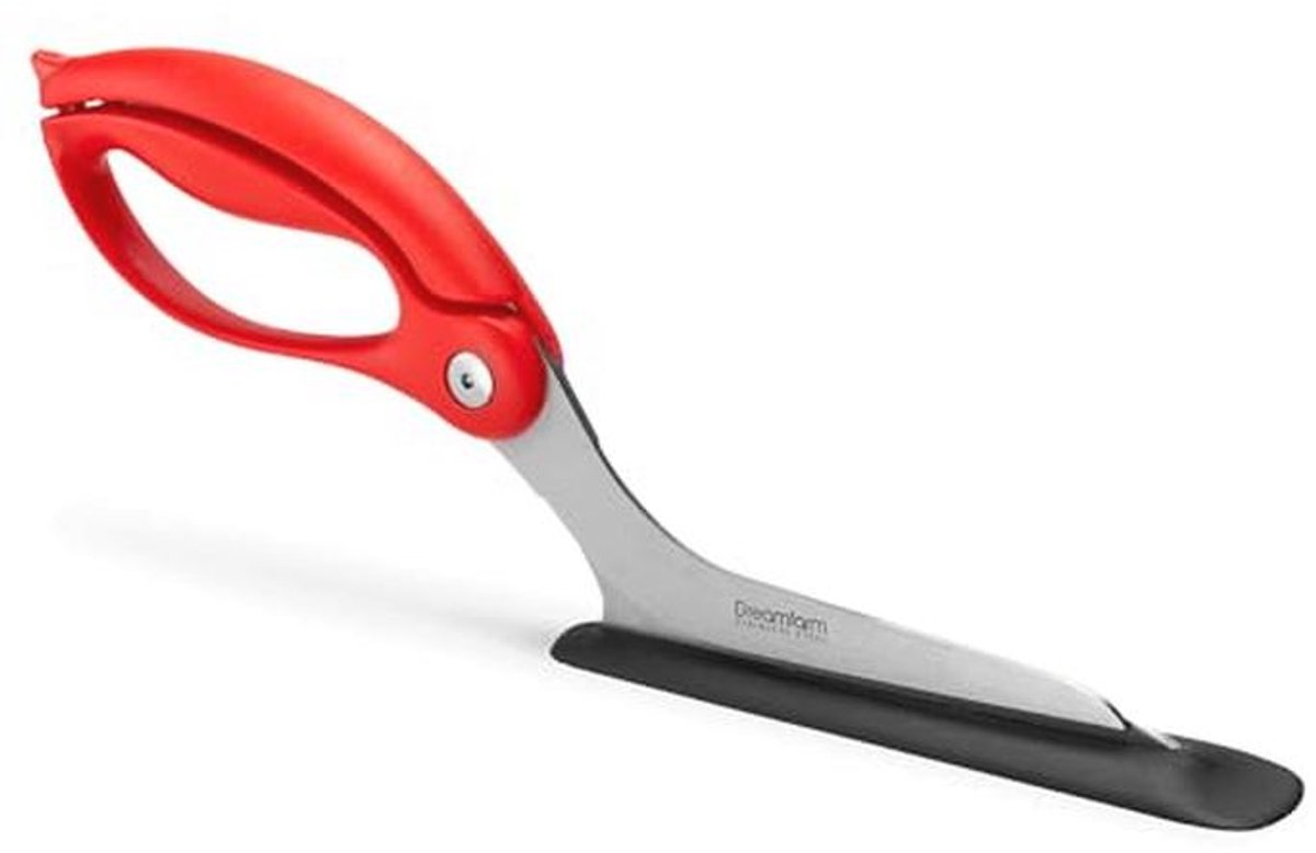 Ergonomische 2-in-1 Pizzasnijder met Niet-Stick Sliceserver - Rood