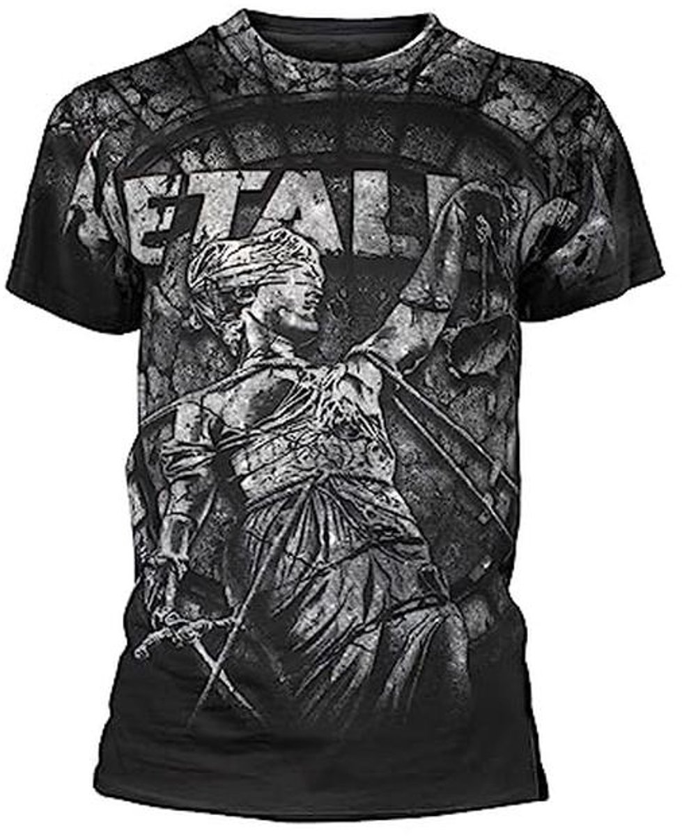 T Shirt Justitie voor Allen Stoned Band Logo voor Mannen in Zwart