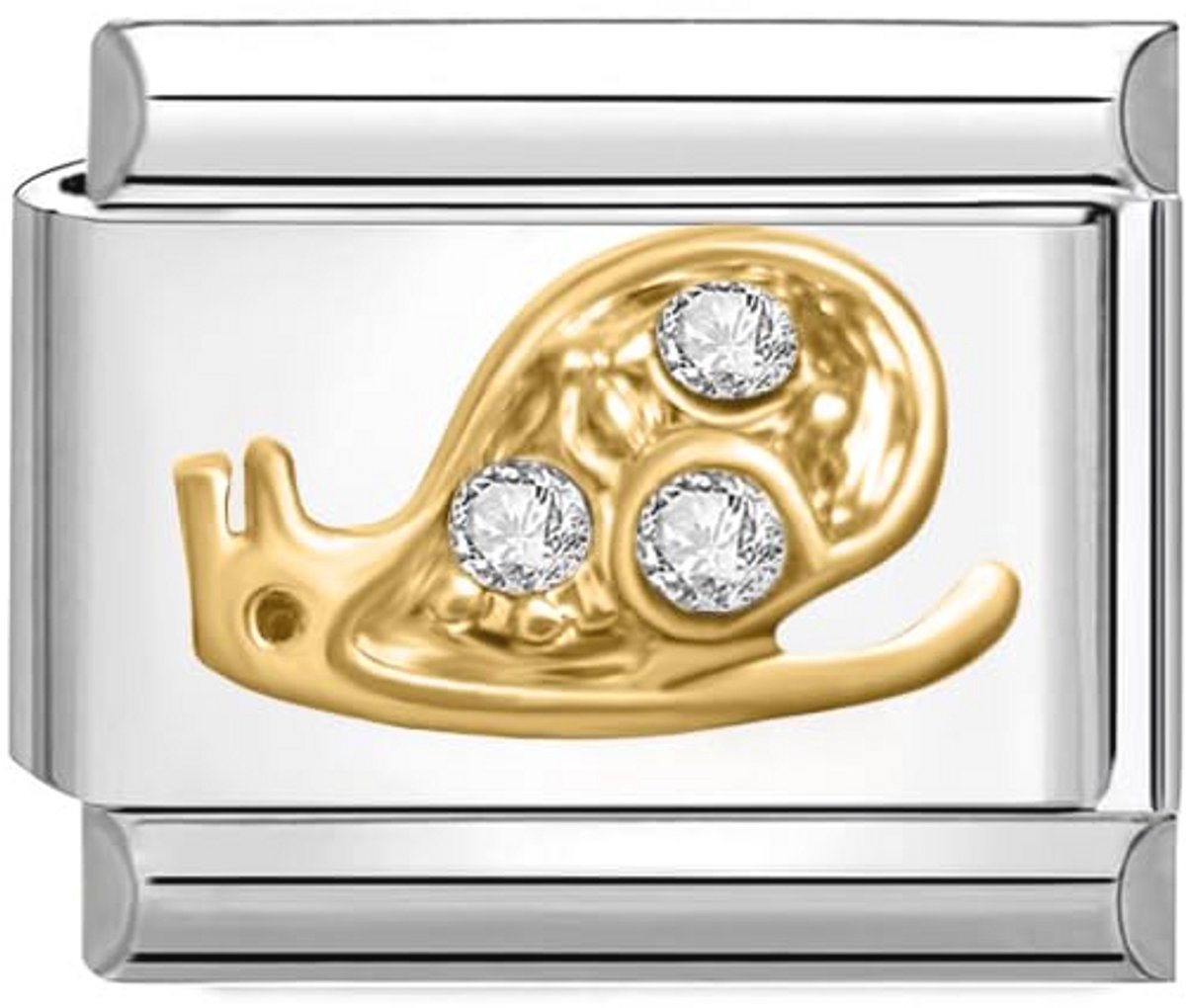 9mm Italiaanse Schakel Bedel Module Roestvrij Staal Goud Zirkonia Slak voor Charms Armbanden