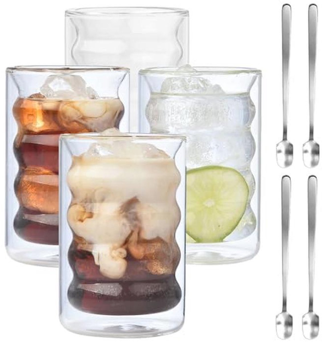 Set van 4 Dubbelwandige Latte Macchiato Glazen - Perfect voor Cappuccino, Ijsthee en Meer