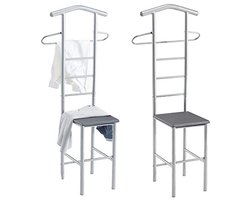 CARO-Möbel JIVO Men's Clothes Rack Set of 2 Coat Rack Metal Aluminium and MDF Grey